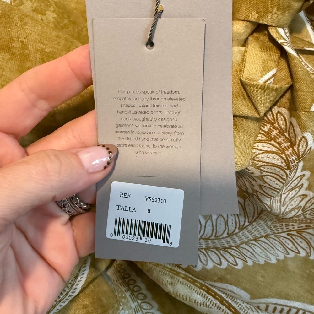 NWT BEATRIZ CAMACHO SoHo Halter Maxi Dress in Mustard Marmol size 8 - Picture 11 of 12
